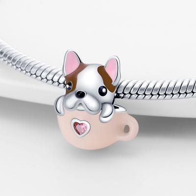 Charm Fine Plata Cup Cute Dog Bead Fits Genuine Bracelet Charm For Women Jewellery DoItYourself Crafting Gift Beautiful Exquisite