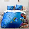 Underwater World Duvet Cover King Queen Blue Ocean Shark Bedding Set For Kids Sea Animal Coral Fish 2/3pcs Polyester Quilt Cover