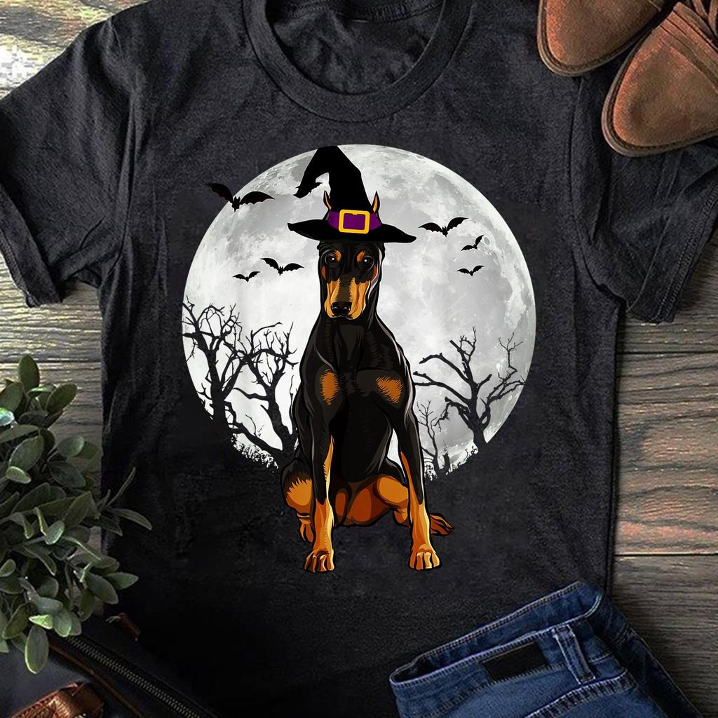 Scary Doberman Pinscher Dog Witch Hat Halloween Doberman T Shirt, Doberman T Shirt, Doberman Funny, Doberman Gifts, Doberman Halloween
