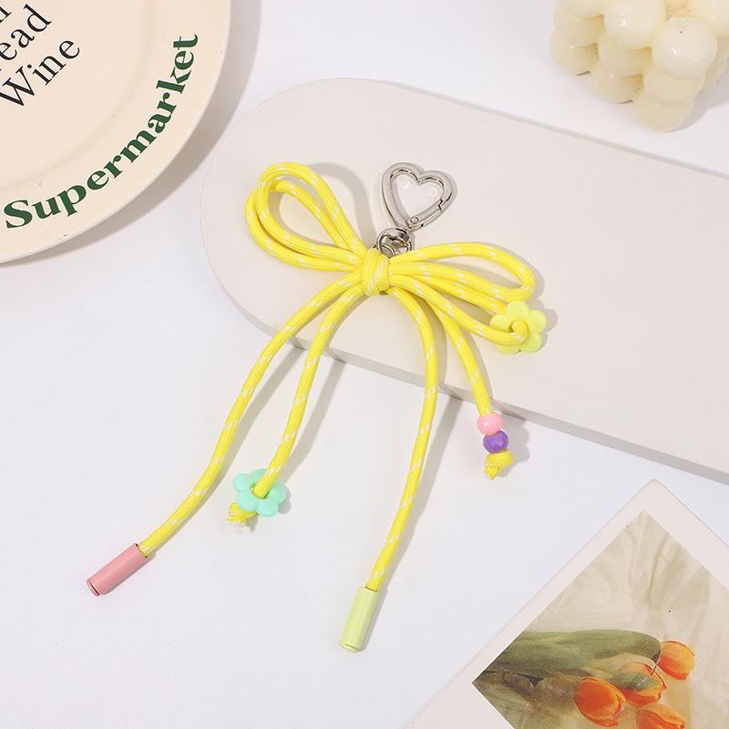 Candy-Colored Yarn Bow - Handmade DIY Craft with Charms, Durable Polyester Cord for Women's Bags, Keys, Bag Charm