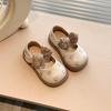Autumn Girl's Mary Janes Flroal Shallow Bowknot Classic Kids Leather Shoes Matte Pu Leather Beige Brown Children Flat shoe 21-30