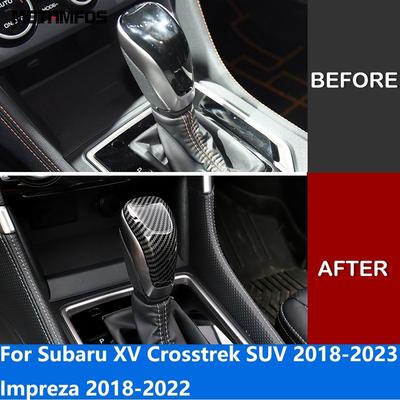 Interior Accessories For Subaru XV Crosstrek SUV 2018- Impreza 2018- Carbon Fiber Car Gear Shift Knob Head Cover Trim