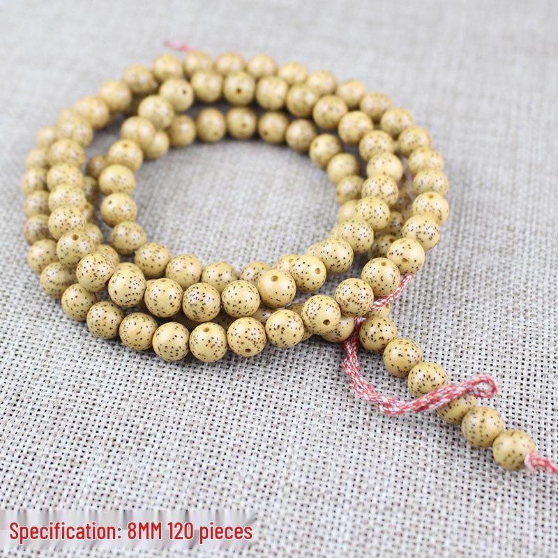 Golden Yellow Star Moon Bodhi Beads Bracelet - 108 Beads Rosary, Hainan Traditional Material