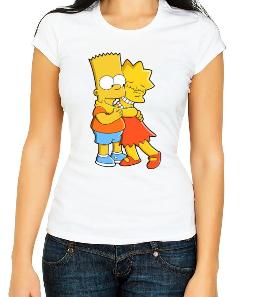 

Bart Lisa hug, The Simpsons Women 3/4 Short Sleeve T-Shirt L202 3XL