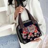 Ethnic Style Handbag Trendy Animal Embroidery Handbag Canvas Women Shoulder Bags Women Grocery Storage Pouch