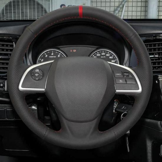 Black-red strip Steering Wheel Leather Cover For Mitsubishi Outlander 2013 2014