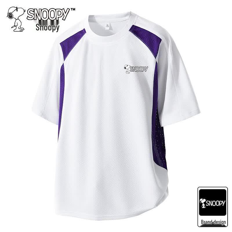 SNOOPY Men s Lightweight Color Block Round Neck T-Shirt XL