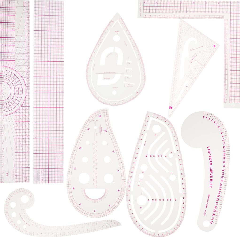7/9 Stück Nählineal Set Französische Kurve Transparentes Lineal Musterhersteller Designer Schneider DIY Kleidungsstückherstellung Messwerkzeuge