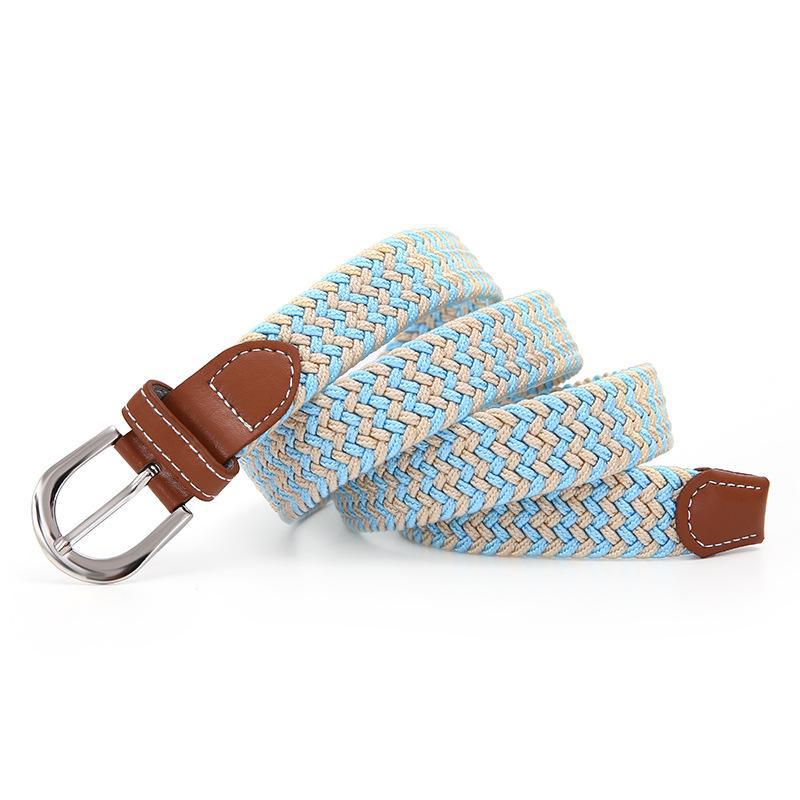 Women's Solid Color Elastic Canvas Belt with Pin Buckle