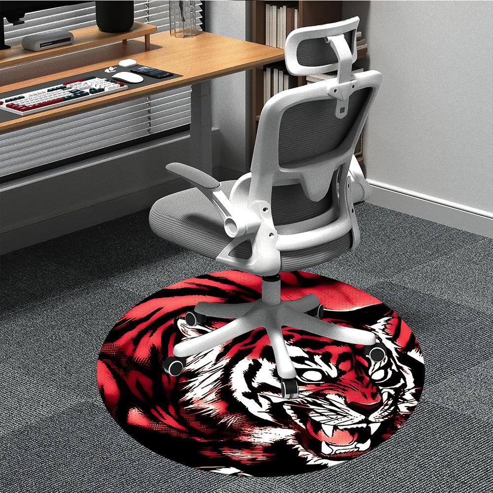 

1pc Tiger Print Chair Carpet for Office, Soft Flannel Throw Mat, Perfect for Office,Holiday Party Decoration Choice yy251113090 80cm by 80cm