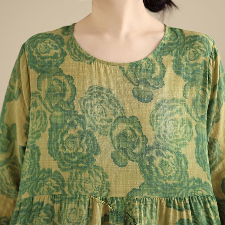 DIMANAF Women Plus Size Spring Summer New 2026 Vintage Long Dress Loose Oversize Long Sleeve Maxi Floral Print