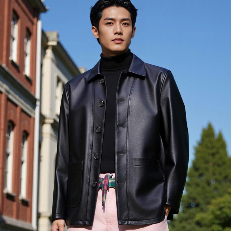 Hengyuanxiang Men's Genuine Leather Jacket