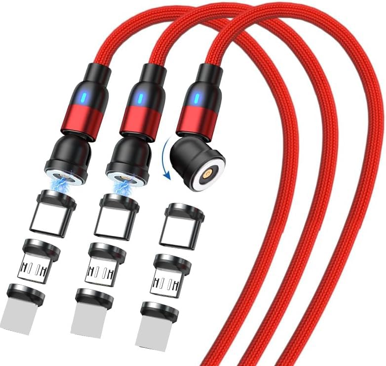 Magnetic Charging USB Cable of 3 2m Micro USB Micro USB Cable 2m Cable, 3-in-1 [Set (1m + + 3m)] 360° + 180° Rotation, Magnetic, Dustproof,