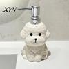 Pet Soap Dispenser 400ML Ceramic Dog with Plastic Pump, Puppy Shape Refillable Bathroom Liquid Hand Container, Empty Shower Gel Lotion Bottle