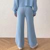 Pantalon en laine confortable et chaud pour femme avec cordon de serrage et ceinture à nouer, pantalon de survêtement, pantalon long, pantalon droit et pantalon large.