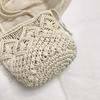 Drawstring Handwoven Tote Bag for Women Boho Summer Beach Bag with Geometric Pattern