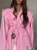 2025 Autumn/Winter European and American Women's Waist-Cinching Lace-Up Loose V-Neck Jacket