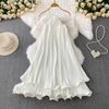 Seaside Vacation Style Sexy Backless Neck Sling Dress Women's Clothing Summer Loose and Thin Fluffy Cake Skirt