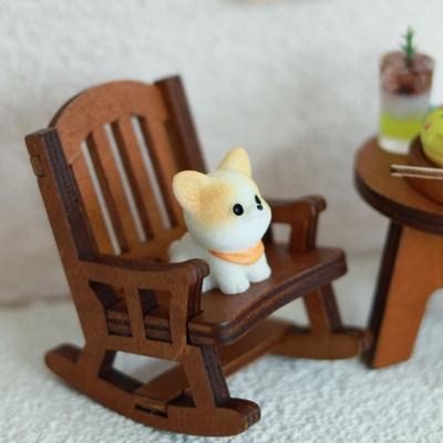 Mini Rocking Chair Ornament 1:12 Scale Premium Synthetic Wood Lightweight Miniature Furniture Fairy Garden Photography Props