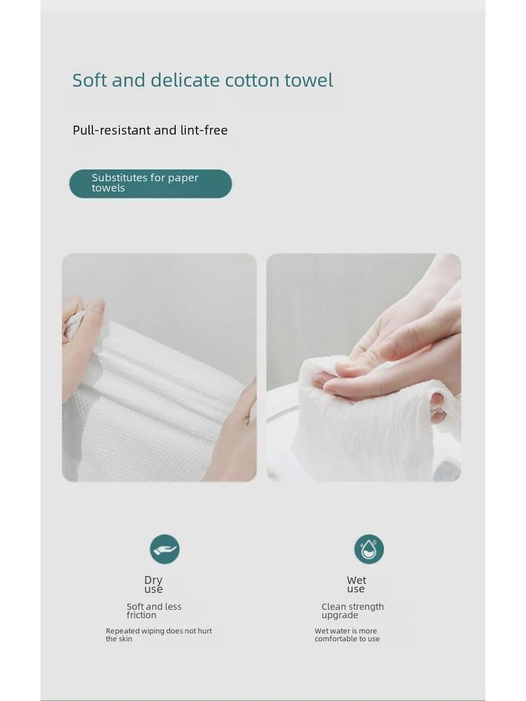 XL Disposable Pure Cotton Face Cleansing Towels - Thickened, Soft, Salon-Quality
