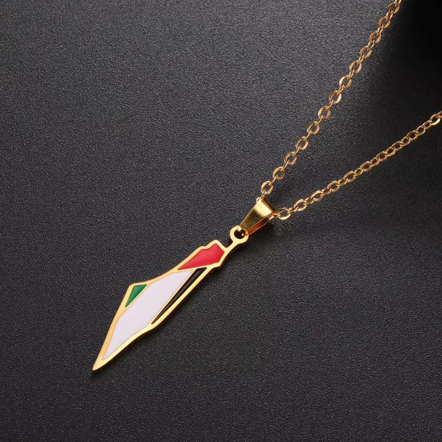 LIKGREAT Roestvrij Staal Palestina Kaart Hanger Ketting Goudkleur Sieraden Dames Choker Druipolie Geografie Nekketting Groothandel