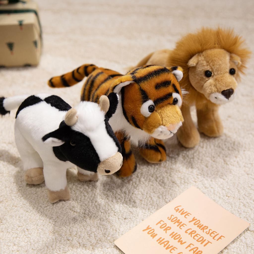 Cute Standing Animal Lion Tiger Doll Plush Toy Sika Deer Leopard Doll Children'S Soothing Ragdoll