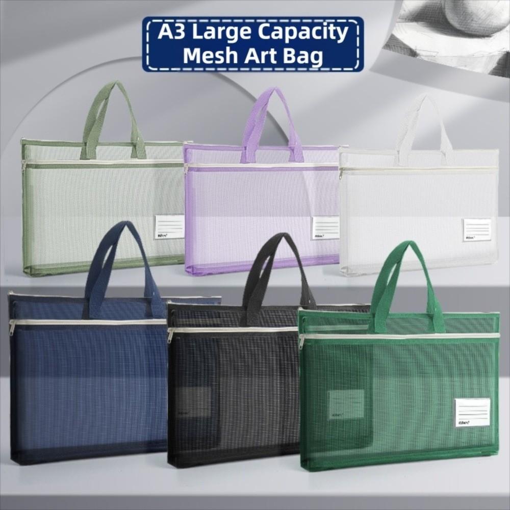 Zip Handbag 8k Sketch Drawing Album Large Capacity File Storage Bag A3 Mesh Art Bag Student