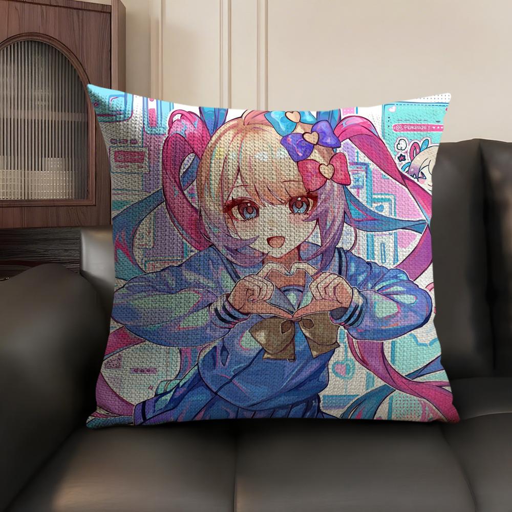 NNeedy Girl Streamer Overloa Cushion Cover Natural Linen Organic Fabric DoubleSided Printing Sofa Home Decor Gift Pillow Case