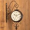 Creative Iron Art Double-Sided Retro Wall Clock for Living Room Decoration