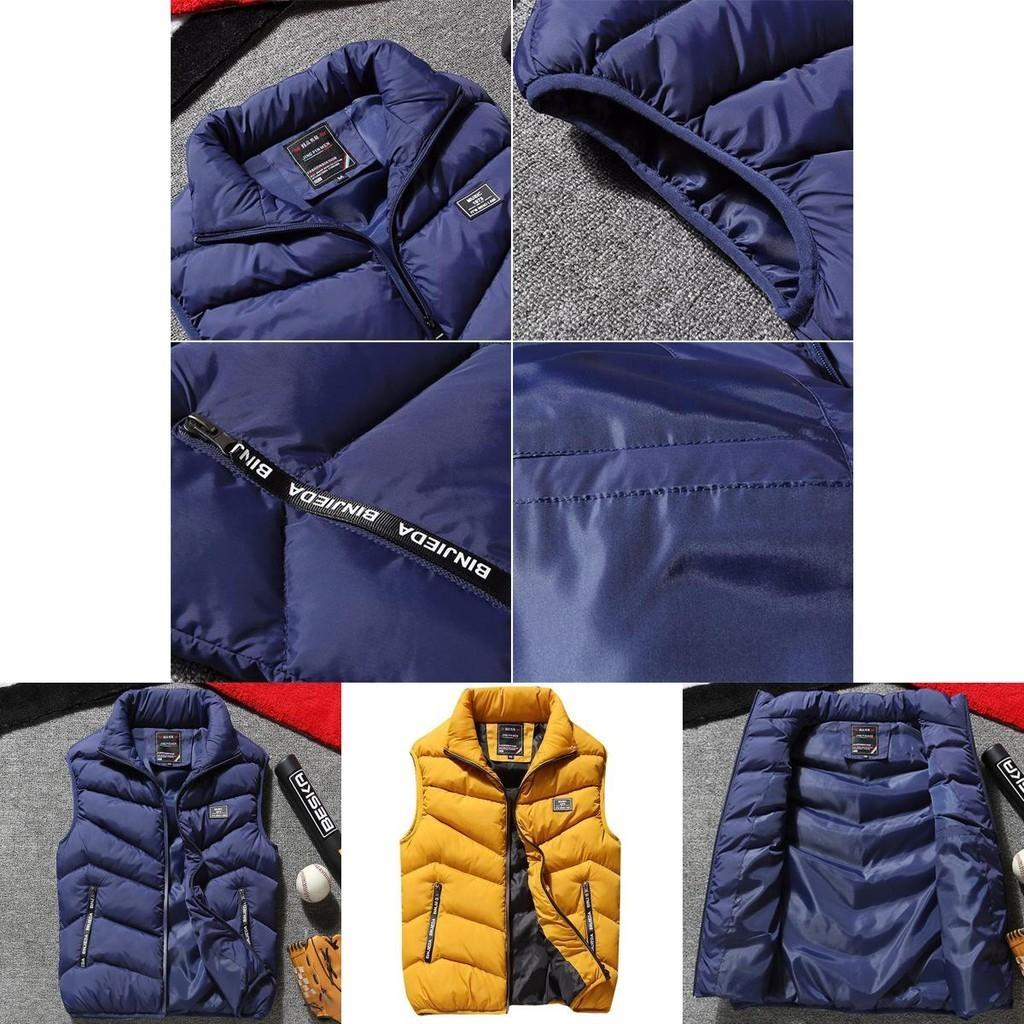 Fashionable Mens Quilted Coat Vest Waistcoat Parka With Solid Pattern And Regular Fit