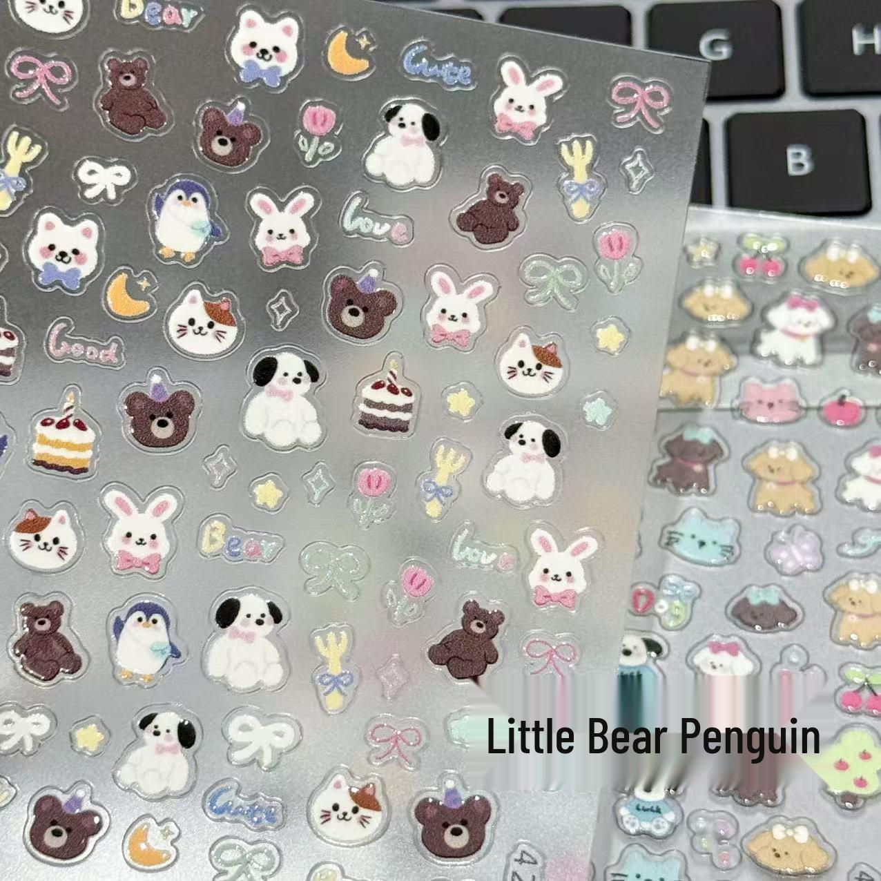 Embossed Cartoon Animal Nail & Phone Camera Stickers