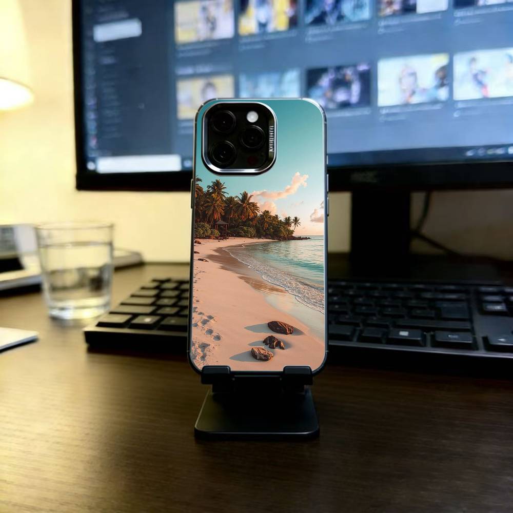 Beach Phone Case For iPhone 17,16,15,14,13,12,11 Plus,Pro Max,XS,Colorful Silver Black Cover