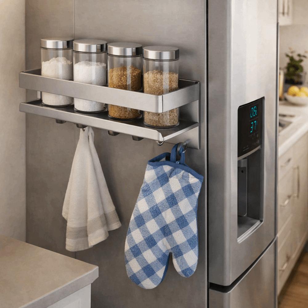 Punch Free Refrigerator Side Storage Rack Carbon Steel Spice Rack  Living Room