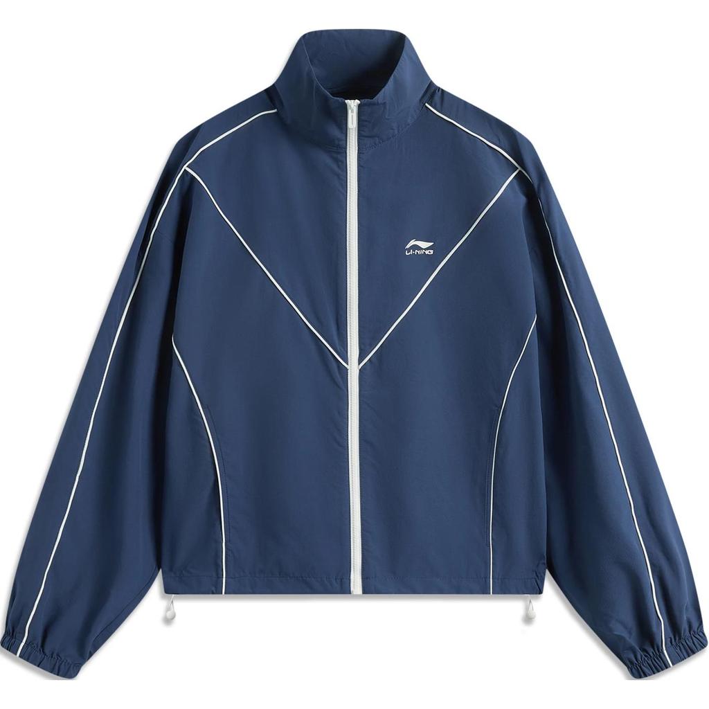 Li-Ning Comfortable Casual Loose Stand Collar Simple Breathable Windbreaker Women Outerwear Deep-Navy AFDU540-3