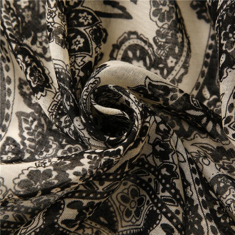 Fashion Luxury Ladies Women Paisley Scarf Female Cotton Linen Shawl Tassel Four Seasons Versatile Muslim Hijab 90*180Cm