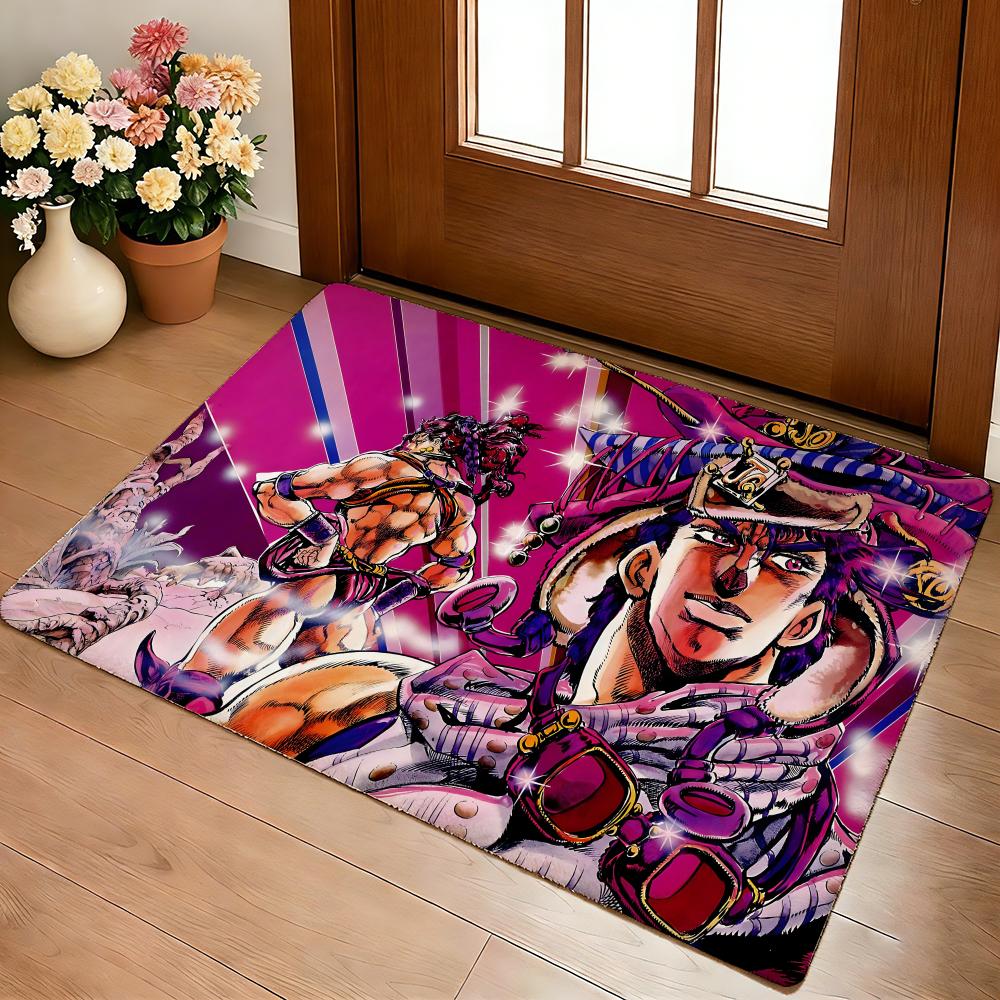 Anime A-J-J-JoJo B-Bizarre A-Adventure Floor Mat Cozy Flannel Soft Thick Non-Slip Mat for Living Room Bedroom Kitchen Decor Rugs