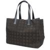 Used CHANEL Tote Bag MM New Travel Line Jacquard Nylon Marron Everyday Use