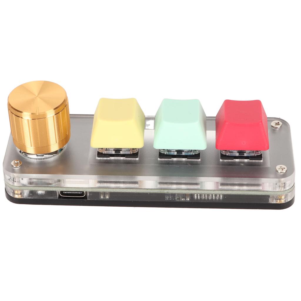 USB   3 Key Keypad with Knob   Programmable Type C Wired Connection Blue   One Handed Keypad for Gaming