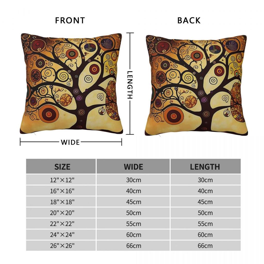 Tree Of Life Gustav Klimt Square Pillowcase Polyester Linen Velvet Creative Zip Decorative Pillow Case Room Cushion Cover 45X45