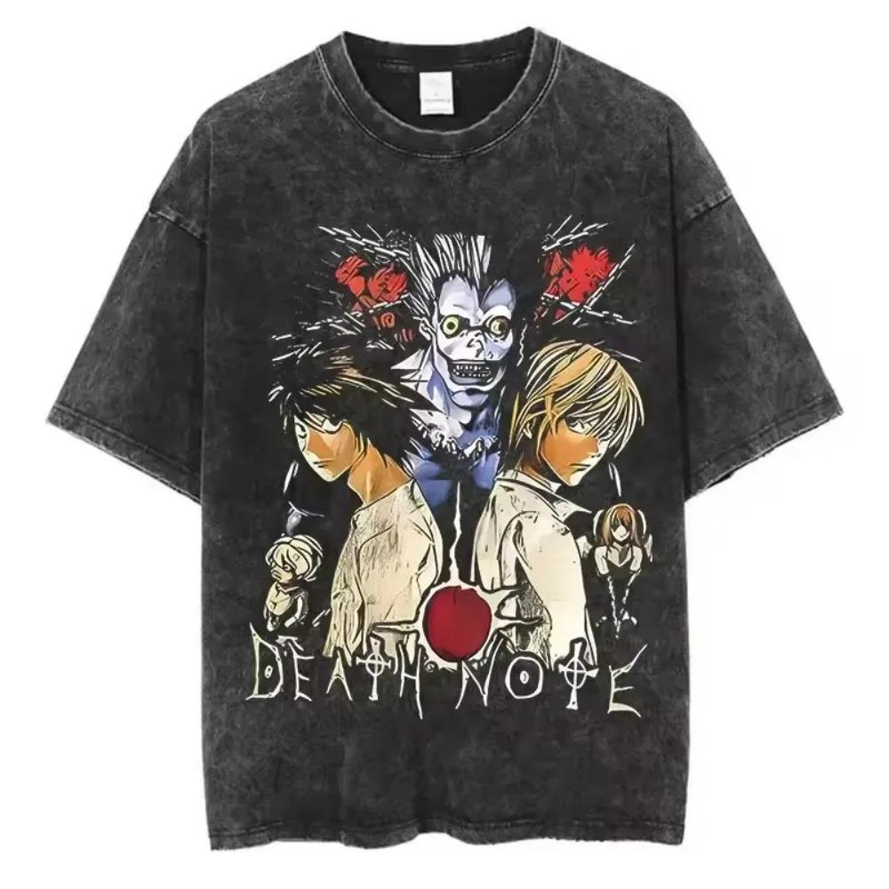 

Футболка Death Note Міса Амане, вицвіла, унісекс, з панелями аніме-манги, вуличний стиль, 100% бавовна, вільний повсякденний топ L золотий
