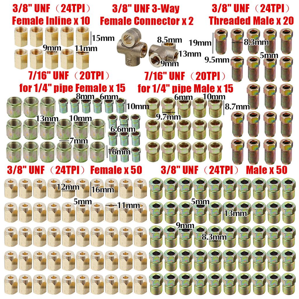 Car Parts Brake Pipes Female Brake Pipe Connector 3/8 UNF Thread 3 Way