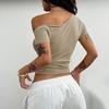 Women Sexy Off Shoulder Slim Fit Short Sleeve Cropped T Shirt