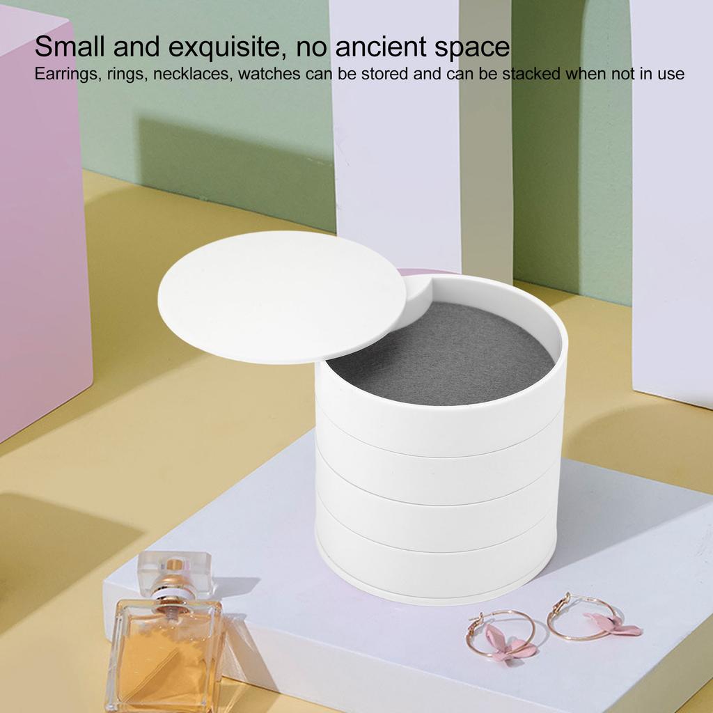 Rotatable Jewelry   4 Layers 360 Degree Rotation Dustproof Round Jewelry Box with Lid for   Household