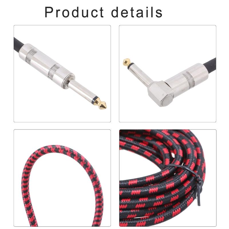 Guitar Lead/Instrument Cable Noiseless Gold Plated 6.5mm Guitar Cable Guitar Keyboard Cord 1/4" Straight to Right Angle