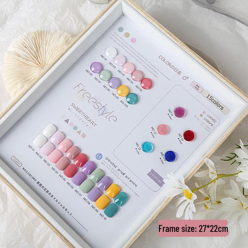 10" Japanese Wooden Nail Art Photo Frame with Nail Tips Display for Gel Polish Chart