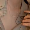 Korean Style Good Luck Pendant Necklace: Fashionable Titanium Steel Collarbone Chain with English Letter for Girls