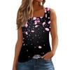 Women's Pleated Square Collar Sleeveless Vest Print T-shirt