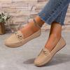 Neue Bohnenschuhe Damen Frauen Runde Spitze Niedriger Absatz Knoten Kette Freizeit-Schuhe Mutter Schuhe Damen Loafer