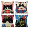 Cartoon Cat Cute Pillow Case Anti-dustmite Pillowcase Invisible zipper silky short plush Sofa cushion cover