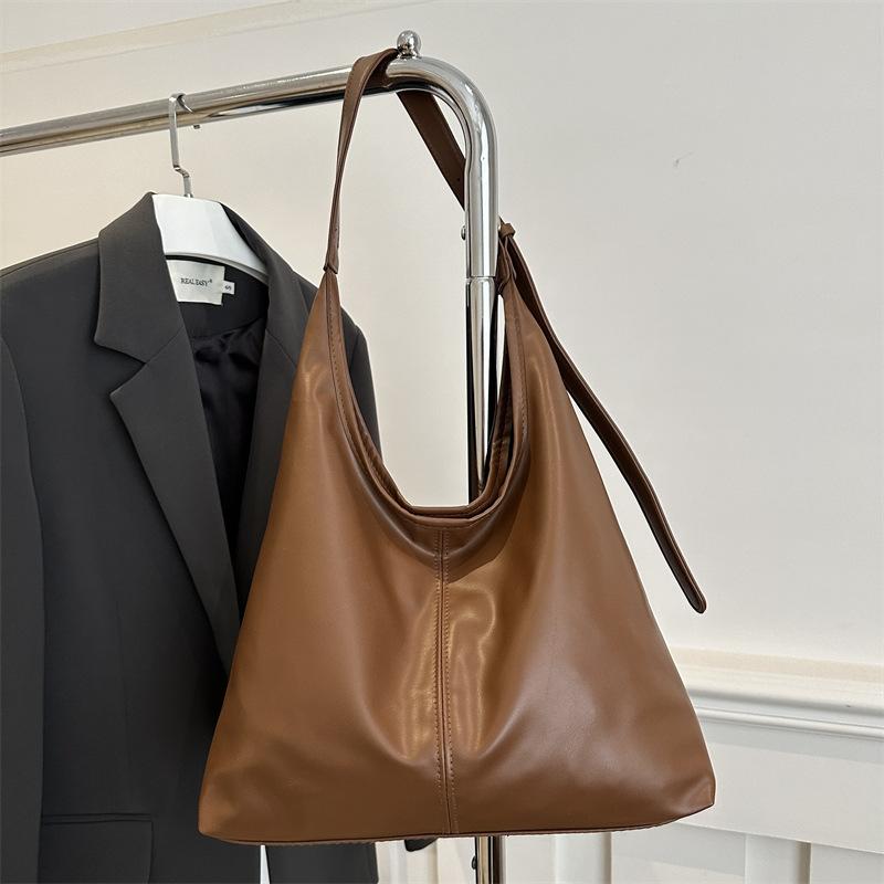 Large Capacity Commuter New Popular 2025 Solid Color Simple Casual Shoulder Underarm Tote Bag Women